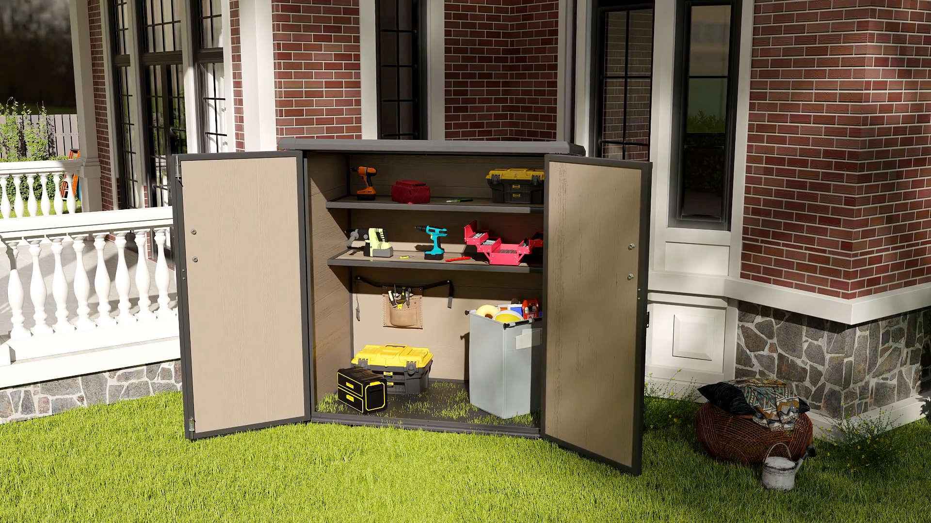 Amazon.com : DWVO 54 cuft Outdoor Storage Shed with 2 Shelves, 4.2